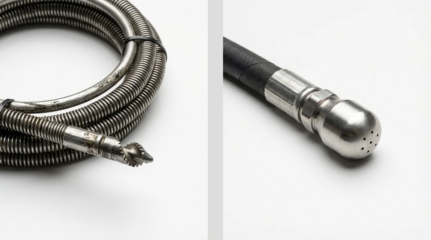 Drain snake cable and hydro jetting nozzle used for drain cleaning in Centreville, MS